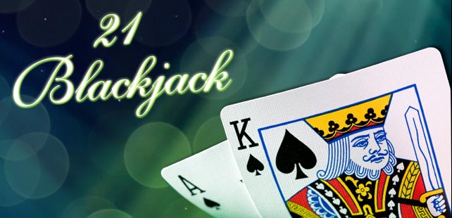 21 Blackjack och spelkort som utgör en så kallad blackjack